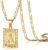 KissYan Initial Letter Pendant Necklace for Men Women, 14K Gold Plated Square Capital Monogram Necklace Alphabets from A-Z Figaro Chain Jewelry
