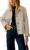Yeokou Women Oversize Trench Coat Plaid Lining Lapel Button Down Casual Crop Jacket Outwear with Pockets