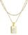 LETFLY Zodiac Natural Shell Layered Gold Necklace for Women, Gold Plated Square Shaped Pendant with Adjustable Layered Snake Chain Birthday Jewelry Gifts for Womens