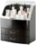 Makeup Organizer Countertop Vanity with Transparent Lid Drawers Waterproof Dustproof Cosmetic Skincare Bathroom Storage Gift for Women Teens Girls (Black)