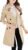 NANJUN Women’s Double-Breasted Trench Coat Classic Lapel Overcoat Slim Outerwear Waterproof Coat with Belt Buckle