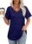 OFEEFAN Womens T Shirts V Neck Short Sleeve Casual Tops Loose Fit Basic Tees with Curved Hem
