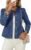 Dokotoo Cropped Jean Jacket Women Button Down Long Sleeve Collarless Cinched Waist Denim Jackets