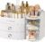 Makeup Organizer Countertop with Drawers, Make up Organizers for Vanity, Skincare Jewelry Earring Organizers, Cosmetic Display Cases Makeup Storage for Bedroom & Bathroom, Ideal Gifts for Women(White)