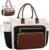 LOVEVOOK Teacher Tote Bag for Women Work, Laptop Bag With Large Cup Holder, Nurse Bags Professional Briefcase Business Computer Purses Bible Handbag Gifts, Black-Beige-Brown, 15.6 Inch