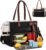LOVEVOOK Lunch Bag, Tote Bag for Women with Insulated Lunch Compartment, Laptop Bag with Large Capacity & Cup Holder, Work Tote for Teacher, Nurse, Travel, College, Daily, Black-Beige-Brown, 15.6 Inch
