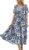 YESNO Women’s Summer Maxi Dresses Casual Floral Short Sleeve V Neck Boho Beach Vacation Swing Dress with Pockets EVF