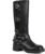 AMINUGAL Knee High Boots Women Square Toe Pull On Wide Calf Riding Fashion Buckles Chunky Metallic Casual Vintage Buckle Rivet