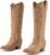 Rollda Cowboy Boots for Women Cowgirl Boots Embroidered Knee-High Western Boots Pointy Toe with Chunky Heel