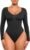 FeelinGirl Women’s Long Sleeve Shapewear Bodysuit for Tummy Control Seamless Body Suits Thong V Neck Going Out Tops