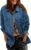Sidefeel Women’s Jean Jacket Oversized Boyfriend Button Up Long Sleeve Split Zimbaplatinum Denim Jackets