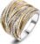 Mytys 2 Tone Intertwined Crossover Statement Ring Fashion Chunky Band Rings for Women Wide Index Finger Rings Costume Jewelry