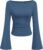 PRETTYGARDEN Womens Long Sleeve Shirts 2026 Spring Crop Going Out Tops Casual Boat Neck Bell Sleeve Ribbed Ruched Y2K Clothes