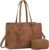LOVEVOOK Laptop Bag for Women, Vintage Leather 15.6 Inch Work Tote with Large Cup Holder, Teacher Professional Computer Bag with Clutch Purse and Tassel for Office Business