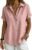 Linen Tops for Women – Summer Gauze Shirts Button Down Short Sleeve V Neck Blouses Dressy Casual Tunic Clothes
