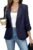 ELLEVEN Women’s Ruched 3/4 Sleeve Blazers, Lightweight Slim Fit Jackets with Padded Shoulder for Business Casual