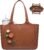LOVEVOOK Tote Bag for Women, Leather Vintage Work Bag with 40oz Cup Holder,Nurse Teacher Shoulder Bag,Roomy,6 Pockets