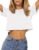 Womens Summer Crop Tops Short Sleeve Round Neck T-Shirts Loose Fit Casual Blouse 2026