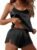 Ekouaer Silk Pajamas Set for Women Satin Lingerie Pjs Cami Top and Shorts Soft 2 Piece Nightwear