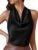 PRETTYGARDEN Silk Satin Halter Tops for Women Summer 2026 Cowl Neck Tie Back Going Out Sleeveless Business Casual Tank Top