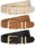 LEACOOLKEY 3 Pack Women’s Leather Belts for Jeans Dress Pants Fashion Ladies Leather Belts with Gold Buckle