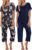 Ekouaer 2 Pack Womens Pajamas Sets Short Sleeve Tops and Capri Pants Pjs Colorful Printed Sleepwear Sets
