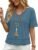 LOMON Women’s V Neck 100% Cotton T Shirts Oversized Boxy Cropped Tops Casual Short Sleeve Summer Cute Tees