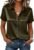 Zeagoo Satin Blouses for Women Silk Button Down Shirts Short Sleeve Business Casual Tops