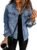 EVALESS Womens Boyfriend Washed Crop Denim Jean Jacket Coat