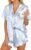 HOTOUCH Womens Satin Pajamas Set Button Down 2 Piece Silk Pjs Shorts Set Ruffle Lingerie Notch Collar Sleepwear
