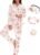 EPLAZA Silk Pajamas for Women Satin Pajamas Set 5 Pcs Long Sleeve Print Pattern Button Down Pjs Sleepwear Loungewear Set