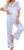 Ekouaer Silk Pajamas for Womens Set 2 Piece Satin Pjs Soft Button Down Sleepwear Wide Leg Long Pants with Pockets