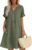 Summer Dress for Women Cotton Linen Short Sleeves Boho Flowy House Dresses Plus Size Lounge Sun Dress with Pockets