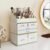 Delamu 3-Tier 6-Drawer Makeup Organizer Countertop Cosmetic Organizer for Dresser and Vanity Bathroom Organizers and Storage for Lipstick Brush Skincare Perfume, Nail Polish, White with Gold Edges