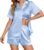Ekouaer Womens Satin Silk Pajamas Set Short Sleeve Sleepwear Button Down Top and Shorts Loungewear 2 Piece Pjs Set S-XXL