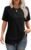 XIEERDUO Womens Summer Tops 2026 Pleated Round Neck Short Sleeve Shirts Business Casual