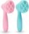 2 PC Silicone Facial Cleansing Brush Facial Scrubber Manual Exfoliating Facial Brush Face Cleanser Face Exfoliator Ultrafine Bristles for Sensitive Skin Easy to Clean Lather Well(Pink&Green)