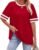 WIHOLL Womens T Shirts Loose Fit Short Sleeve Tees Crew Neck Color Block Summer Tops 2026 Fashion