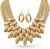 JKJF African Bib Choker Necklaces Earring Sets Chunky Tribal Style Statement Necklace African Layered Collar Necklace for Women – Gold