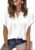 Zeagoo Womens Satin Blouse Short Sleeve Silk Tops Button Down Shirts Business Casual Outfits