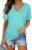 WIHOLL Womens Summer T-Shirts Short Sleeve V Neck Dolman Tops with Side Shirring Loose Fit Shirts Spring Fashion