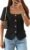 ZESICA Women’s Trendy Vests Top 2026 Spring Summer Square Neck Short Sleeve Blazer Button Down Crop Casual Work Blouse