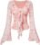 Verdusa Women’s Y2K Cute Bell Sleeve Tops Floral Print Mesh Summer Long Sleeve Going Out Tops 2000s Clothing