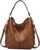 Realer Hobo Crossbody Bags for Women Designer Faux Leather Hobo Handbags Retro Large Size Shoulder Bag Bucket Purse