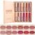 12Pcs Velvet Matte Liquid Lipstick Set, Waterproof Long Lasting Quick-drying Non-Stick Cup Nude Lip Stain Kit, Up to 24H Wear, Professional Lip Makeup Gift Kit for Women (SET A)