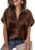 Zeagoo Womens Satin Blouse Short Sleeve Silk Tops Button Down Shirts Business Casual Outfits