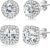 18K Gold Plated Halo Stud Earrings 925 Sterling Silver Cubic Zirconia Stud Earrings Round Square Diamonique Stud Earrings Set for Women Men