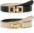 WHIPPY Reversible Leather Belt for Women Fashion Ladies Faux Leather Belt for Jeans Pants Dress with Gold Buckle 1 Pack