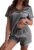 Ekouaer Silk Pajama for Women Short Sleeve Satin Pj Set Two Piece Soft Sleepwear Loungewear S-XXL