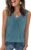 OFEEFAN Tank Top for Women Loose Fit Sleeveless Shirts V Neck Summer Clothes Ruched Women’s Tees and Tanks Curved Hem